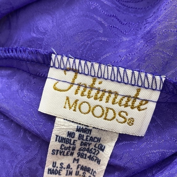 VINTAGE INTIMATE MOODS Satin Purple Slip Cutout Sexy Night Date Holiday Medium - Picture 4 of 7